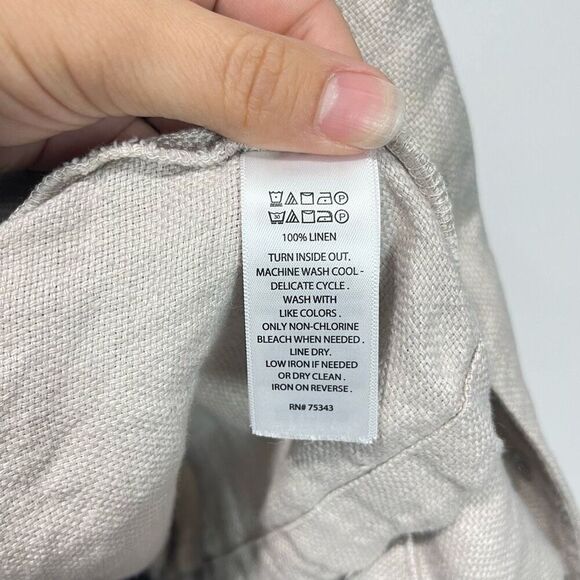 C&C California Linen Button Front Shacket Shirt Jacket Oatmeal Beige Size Med - Picture 9 of 10